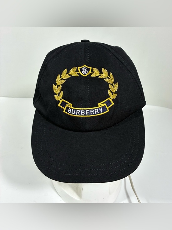 Burberry Oak Leaf Crest Embroidered Cotton Baseball Cap Black Medium 58 Logo NWT main image 8